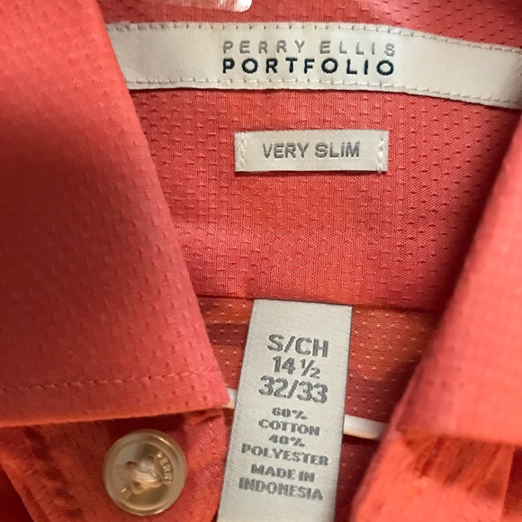Perry Ellis Portfolio Spiced Coral Stretch Shirt. - Picture 2 of 3